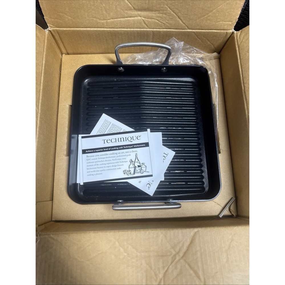 Technique Grill Pan Hard Anodized Nonstick Outdoor BBQ Tray w/ Handles 11"